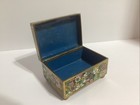 Vtg Antique Chinese Cloisonn   Brass Hinged  Trinket Box Blue Flowers 4 1 2    1930