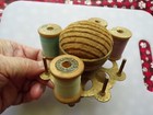 Antique Victorian Pin Cushion Sewing Tool Thread Spool Rotating Holder Caddy