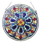Stained Glass Tiffany Style Window Panel Handcrafted 20  Round Victorian Design