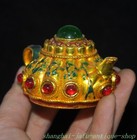 3  Old Chinese Ancient Dynasty Bronze Gilt Inlay Gem Tea Makers Tea Pot