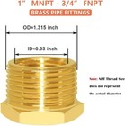 2pcs 1  Npt Male To 3 4  Npt Female Brass Reducer Hex Bushing Threaded Pipe Fitt