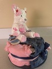 Diaper Cake Blue Jean Baby  Girl Pink 0-6  10 Pieces   45 Diapers