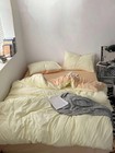 Light Pink   Yellow Pastel Cotton Duvet Cover  Dual Color Cotton Bedding Cover