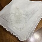 Vtg   Hand Embroidered Florals Hankie handkerchief With Lace  wedding