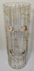 Antique 19thc Bohemian Glass Vase Enamel Painted Gilded Angel Cherub Cylinder