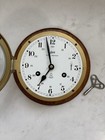 Vintage Schatz Royal Mariner Ships Bell Clock With Key Working Wood Base