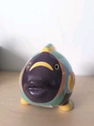 Milson   Louis Ceramic Fish Piggy Coin Bank Hand Painted Whimsical Purple Green