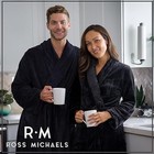 Ross Michaels Mens Robe Long Plush Shawl Collar Fleece Bathrobe Black  Xx-large