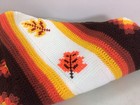Handmade Granny Square Throw Blanket Afghan Crochet Mid Century Leaves