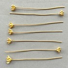 Flower Stamens Tiny Headpin 2 Inch 21 Gauge Gold Plated Brass Q10 Per Pkg