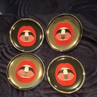 Jonathan Adler Full Dose Lips Ceramic Round Coasters Set Of 4 Glossy Tin Box