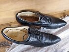 Vintage Black Leather Women Shoes Chuncky Heel Lace Victorian 440 Wellmade