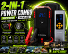 2-in-1 Jump Starter   Tire Inflator Combo 150psi Portable Air Pump Car Battery