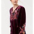 Johnny Was Anaya Curved Hem Prairie Blouse Eggplant Silk Blend