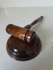 Vintage Wooden Gavel   Sound Block Set Court Judge Estate Auction Display 9 
