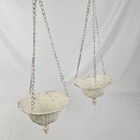 Victorian Style Basket Hanging Planter Cast Metal Iron Set Of 2