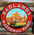 Vintage Badlands Sign Old National Park Forest Service Ranger Camp Cabin Ram Usa