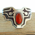 Vintage Artisan Sterling Silver Inlay Bracelet Colorado Becky Clune Amber 76 