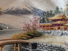 Vtg Asian Silk Embroidered Textile Wall Art Oriental Landscape Tapestry