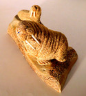 Vtg  Large Hand Carved Inuit Pair Of Walrus Sculpture Figurine Alaska