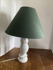 Vintage Resin Owl Night Light Table White Lamp 18    Including Bulb Green Shade