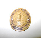 Vintage Singer Sewing Machine Lot Of 5 Brass Medallions  Dark Border  Nice Shape
