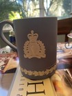 Wedgwood Jasperware Royal Canadian Mounted Police Centennial Blue Mug 4 5    Tall
