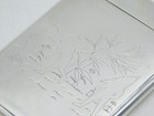 Victorian Sterling Silver Elf   Fairy Pattern Card Case Antique 1876 Birmingham