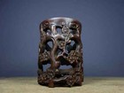 Natural Bamboo Hand-carved Plum Blossom Hollow Out    brush Pot