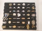 Huge Lot Of 46 Vintage 2 Now Cocktail Rings Rhinestone Bands  c