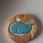 Childs Stool 10  Tall Whale Carved Into The Seat Sturdy  Nursery Blue Whale
