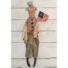 New Primitive Uncle Sam Doll Cloth With Flag 22 5 hx4 wx2 5 d Rustic Patriotic