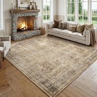 8x10 Washable Area Rug Brown Neutral Vintage Distressed Oriental Large Non Sl   