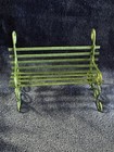 Vintage Miniature Dollhouse Metal Bench And White Metal Table With Plastic Top