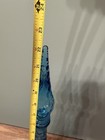 Vintage Italian Empoli Ice Blue Glass Waves Genie Bottle Decanter Stopper 22 