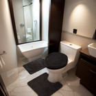 Solid Color Simple Bathroom Non-slip Mat Three-piece Set With Toilet Lid Cover