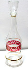 Vintage Glass Decanter W Stopper Clear Cut Cranberry Pink Gold Trim 12 3 4  T