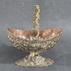 Vintage Metal   Copper Blend Small Ornate Floral Basket - Occupied Japan