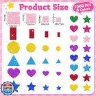 1000 Pcs Foam Stickers Glitter Shape Stickers Colorful Heart Star