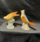 Lot Of 2 Vintage Ceramic Royal Copley Birds   Songbird Figurines - Rc Sticker 