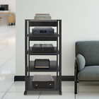 5-tier Av Media Stand Rack Black Tall Heavy Duty Audio-video Media Stand 17kg