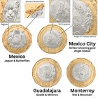 Mexico 20 Pesos  4 Coin Set  2026 Fifa World Cup Jaguar Mc Guadalajara Monterrey