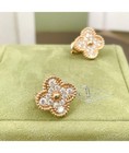 Vca Vintage Alhambra Earrings Diamond 1 Motifs 18k Rose Gold Clover