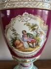 Antique Early Kpm Porcelain Footed Vase Urn Handles   Lid Hand Painted Lovers