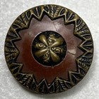 Antique Victorian Metal Brass Celluloid Button Zigzag Star Burst Design