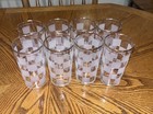 Vintage Federal Glass Frosted Checkerboard Tumblers With Gold Rim Set Of 8