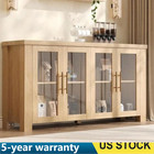 59  Buffet Cabinet With Storage  Sideboard Credenza With Tempered Glass Doors