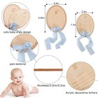 Wooden Baby Birth Announcement Sign Newborn Milestone Board With Blue Bow Decor
