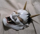 Japanese Ceramic Miniature Noh Mask Hannya Vtg Angry Demon Oni Nohmen Om63