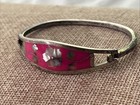 Vintage Sterling Silver 925 Pink Alpaca Mexico Bracelet Hinged Abalone Bracelet